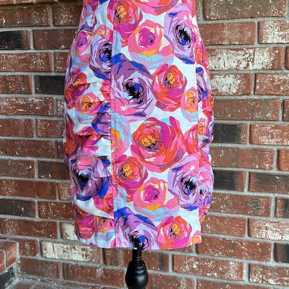 Nanette Lepore Designer Purple Orange Floral Print Sleeveless Dress Size 4 - Picture 3 of 7